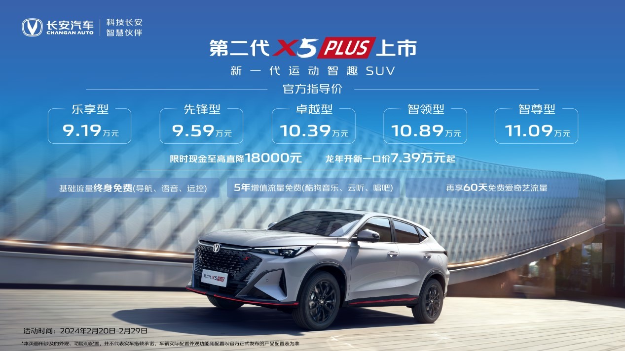 長(zhǎng)安第二代X5 PLUS/X7 PLUS上市 限時(shí)優(yōu)惠價(jià)僅7.39萬(wàn)起